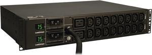 Tripp Lite Metered PDU, 5.8 kW Single-Phase 208 / 240V Outlets (16 x C13 & 2 x C19), L6-30P, 12 Feet Cord, 2U Rack-Mount, TAA (PDUMH30HV)