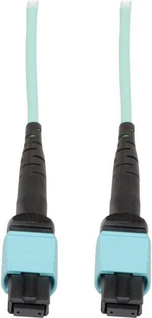 Tripp Lite 3 Meter MTP / MPO Patch Cable, 12 Fiber, 40GbE Aqua OM3 Plenum