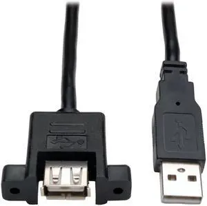 Tripp Lite USB 2.0 Hi-Speed Panel Mount Extension Cable (A/A M/F), 6-in. (U024-06N-PM)