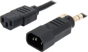 Tripp Lite Model P004-001 1 ft. Black 18AWG SJT, 10A, 100-250V IEC-320-C14 to IEC-320-C13 Power Cord Male to Female