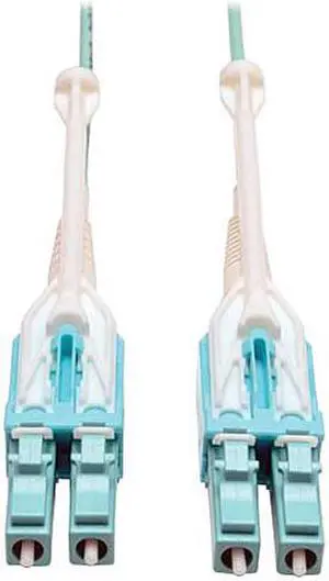 Tripp Lite 10Gb Duplex Multimode 50/125 OM3 LSZH Fiber Patch Cable with Push/Pull Tab Connectors, (LC/LC) - Aqua, 3M (10-ft.) (N820-03M-T)