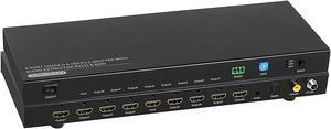 BYTECC HM2-SP108EA HDMI 2.0 & HDCP 2.2, 1x8 HDMI Splitters with EDID & RS232 and Audio Extractor