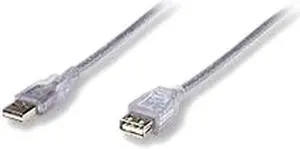 MANHATTAN 340496 Translucent Silver Hi-Speed USB Extension Cable (M-F)