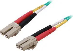 C2G 33045 OM3 Fiber Optic Cable - LC-LC 10Gb 50/125 Duplex Multimode PVC Fiber Cable, Aqua (3.3 Feet, 1 Meter)