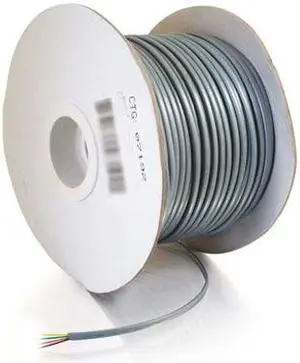 C2G 07192 28 AWG 4-Conductor Silver Satin Modular Flat Telephone Cable Reel, Silver Jacket (500 Feet, 152.4 Meters)