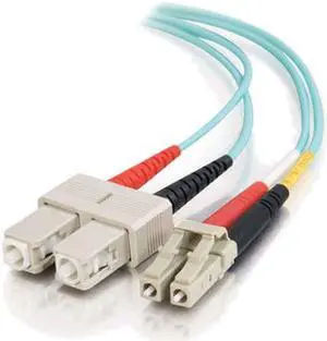 C2G 33053 OM3 Fiber Optic Cable - LC-SC 10Gb 50/125 Duplex Multimode PVC Fiber Cable, Aqua (9.8 Feet, 3 Meters)