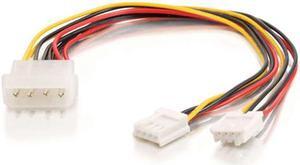 C2G 03165 One 5.25 Inch to Two 3.5 Inch Internal Power Y-Cable, Multi-Color (10 Inch)