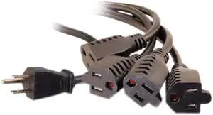 C2G 29808 16 AWG 1-to-4 Power Cord Splitter - NEMA 5-15P to 4 NEMA 5-15R, TAA Compliant, Black (6 Feet, 1.82 Meters)