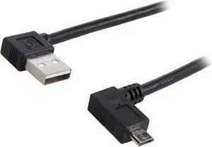 C2G 28116 USB Cable - USB 2.0 Right Angle A Male to Micro-USB B Right Angle Male Cable, Black (16.4 Feet, 5 Meters)