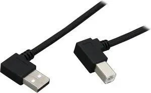C2G 28111 USB Cable - USB 2.0 Right Angle A Male to B Male Cable, Black (9.8 Feet, 3 Meters)