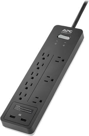 APC 8-Outlet Surge Protector with USB Charging Ports, SurgeArrest Home / Office - Black  (PH8U2)