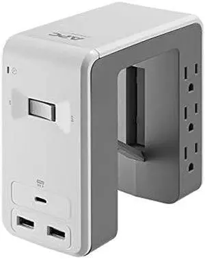 APC Desk Mount Power Station, 6 Outlet U-Shaped Surge Protector, 1080 Joule of Surge Protection with 1 Type C USB Charging Port, and 2 Type A Charging Ports (PE6U21W)