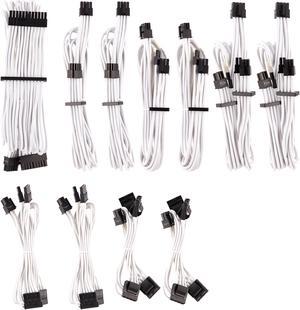 Hipesen Sleeved Cables PSU Extension Kit(Black+Gray Cable with Transparent  Connectors) 16AWG 30cm ATX 24-pin,CPU4+4-pin,PCI-E 6+2-pin * 2 for ATX  Power Supply Cable with Cable Comb 