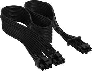 CORSAIR Premium 600W PCIe 5.0 / Gen 5 12VHPWR PSU Cable - Black - Fits Type-4 PSUs via Dual 8-pin PCIe - 12+4pin Connector - Mesh Paracord Sleeving