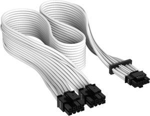 CORSAIR Premium 600W PCIe 5.0 / Gen 5 12VHPWR PSU Cable - White - Fits Type-4 PSUs via Dual 8-pin PCIe - 12+4pin Connector - Mesh Paracord Sleeving