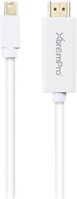 XtremPro 11165 Mini DisplayPort to HDMI Cable (Mini DP to HDMI DP) 6 Feet - Mini DisplayPort/Thunderbolt Port Compatible - White