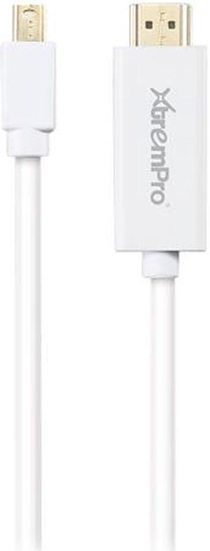 XtremPro 11166 Mini DisplayPort to HDMI Cable (Mini DP to HDMI DP) 10 Feet - Mini DisplayPort/Thunderbolt Port Compatible - White