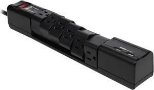 Tripp Lite TLP608RUSBB Protect It! 6- Rotatable Outlet Surge Protector, 8-ft. Cord, 1080 Joules, 2 USB Charging Ports (3.4A)