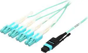 Tripp Lite N844-01M-8LC-PT 3 ft. Fan-out Cable Push / Pull Tab MTP/MPO to 8 x LC 40Gbase OM3 Plenum