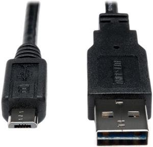 Tripp Lite UR050-001-24G Black Universal Reversible USB 2.0 Hi-Speed Cable, 28/24AWG (Reversible A to 5Pin Micro B M/M)