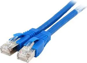 Tripp Lite Augmented Cat6 (Cat6a) Shielded (STP) Snagless 10G Certified Patch Cable, (RJ45 M/M) - Blue 1-ft.