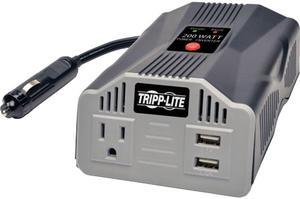Tripp Lite 200W Car Power Inverter with Outlet & 2 USB Charging Ports, Ultra-Compact (PV200USB)