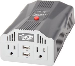 Tripp Lite 400W Car Power Inverter with 2 Outlets & 2 USB Charging Ports, Ultra-Compact (PV400USB)