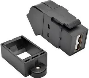 Tripp Lite U060-000-KPA-BK USB 2.0 All-in-One Keystone/Panel Mount Angled Coupler (F/F), Black