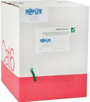 TRIPP LITE N224-01K-GN 1000 ft. Cat 6 Green Gigabit Bulk Solid-Core Plenum-Rated PVC Cable