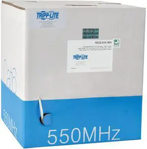Tripp Lite Cat6 Gigabit Bulk Solid-Core PVC Cable, White, 1000 ft. (N222-01K-WH)