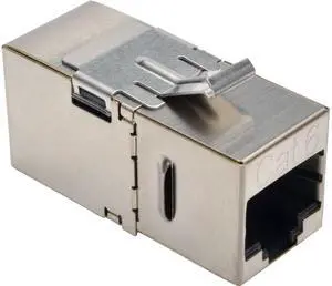 Tripp Lite N235-001-SH-D Cat6 Straight-Through Modular Shielded In-Line Snap-In Coupler w/90-Degree Down-Angled Port RJ45 F/F