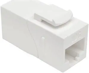 Tripp Lite N235-001-WH-6AD Cat6a Straight-Through Modular Shielded In-Line Snap-In Coupler w/90° Down-Angled Port, White RJ45