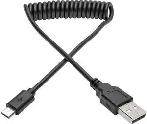 Tripp Lite U050-006-COIL Black USB 2.0 Hi-Speed A to Micro-B Coiled Cable (M/M)