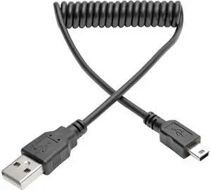Tripp Lite U030-006-COIL Black USB 2.0 Hi-Speed A to Mini-B Coiled Cable
