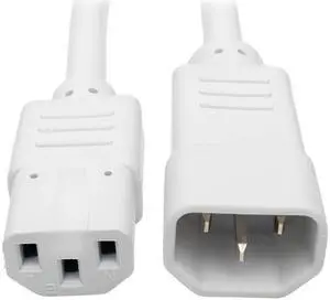 Tripp Lite Model P004-002-AWH 2 ft. Standard Computer Power Extension Cord, 10A, 18 AWG (IEC-320-C14 to IEC-320-C13) Male to Female