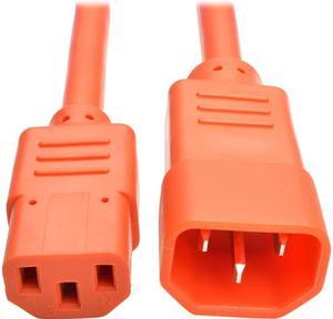 Tripp Lite Heavy-Duty Power Extension Cord, 15A, 14 AWG (IEC-320-C14 to IEC-320-C13), Orange, 2 ft. (P005-002-AOR)