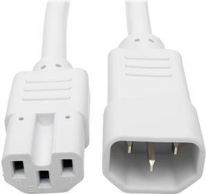 Tripp Lite Heavy-Duty Computer Power Cord, 15A, 14 AWG (IEC-320-C14 to IEC-320-C15), White, 3 ft. (P018-003-AWH)