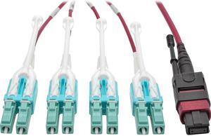 Tripp Lite MTP/MPO to 8xLC Fan-Out Patch Cable, 40 GbE, 40GBASE-SR4, OM4 Plenum-Rated, Push/Pull Tab, Magenta, 2 m (6.6 ft.) (N845-02M-8L-MG)
