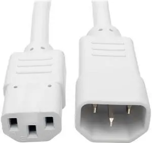 Tripp Lite Heavy-Duty Power Extension Cord, 15A, 14 AWG (IEC-320-C14 to IEC-320-C13), White, 3 ft. (P005-003-AWH)