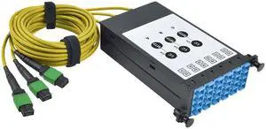 Tripp Lite 40/100Gb Singlemode Fiber, 40Gb to 4 x 10Gb, 100Gb to 4 x 25Gb, Breakout Cassette, (x3) 8-Fiber MTP/MPO (APC) to (x12) LC (UPC) Duplex 8.3/125, N482 Chassis (N482-3M8L12S)