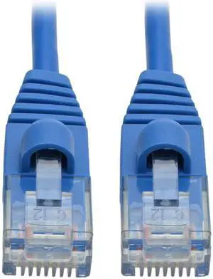 Tripp Lite Cat6a Gigabit Snagless Molded Slim UTP Patch Cable M/M Blue 1 ft. (N261-S01-BL)