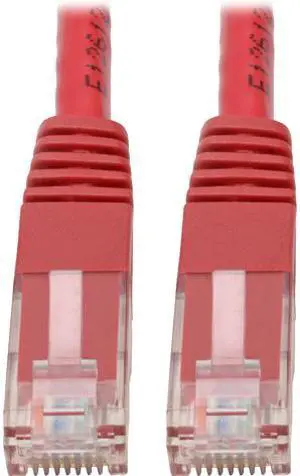 Tripp Lite Premium Cat5/5e/6 Gigabit Molded Patch Cable, 24 AWG, 550 MHz/1 Gbps (RJ45 M/M), Red, 7 ft. (N200-007-RD)