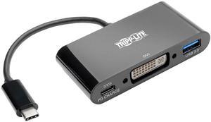 Tripp Lite USB C to DVI Adapter USB Hub & PD Charging USB Type C to DVI 6in (U444-06N-DUB-C)