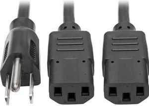 Tripp Lite Dual IEC Power Cord Splitter Cable 5-15P to 2x IEC-320 C13 18in (P006-18N-2)