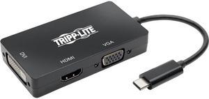 Tripp Lite USB C Multiport Adapter HDMI / DVI / VGA 4Kx2K USB Type C Black (U444-06N-HDV4KB)