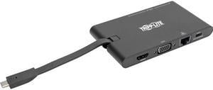 Tripp Lite USB C Docking Station HDMI VGA GbE PD Charging USB Hub 4K Black (U442-DOCK3-B)