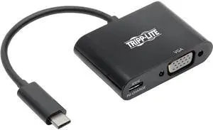 Tripp Lite USB C to VGA Adapter w/PD Charging 1080p Black USB Type C to VGA (U444-06N-VB-C)