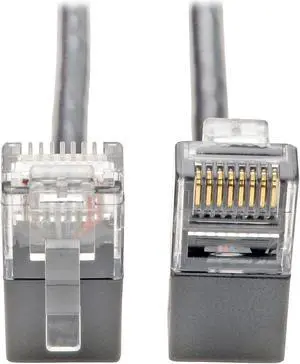 Tripp Lite Cat6 Gigabit Patch Cable Snagless Right-Angle UTP Slim Gray 1ft (N201-SR1-GY)
