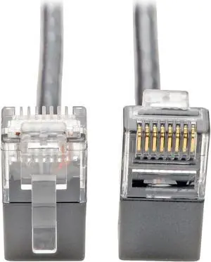 Tripp Lite Cat6 Gigabit Patch Cable Snagless Right-Angle UTP Slim Gray 2ft (N201-SR2-GY)