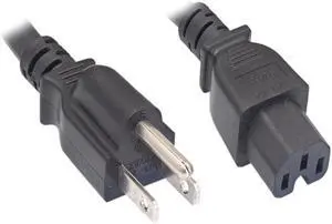 Nippon Labs 14 AWG NEMA 5-15P to C15 Power Cord, SJT, 15A/125V, 15 ft. Black NEMA 5-15P to IEC-60320-C15 Power Cable